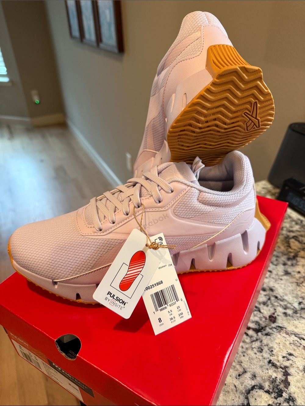 Reebok Women's Light Pink Pulsion Athletic Sneakers with Gum Outsole